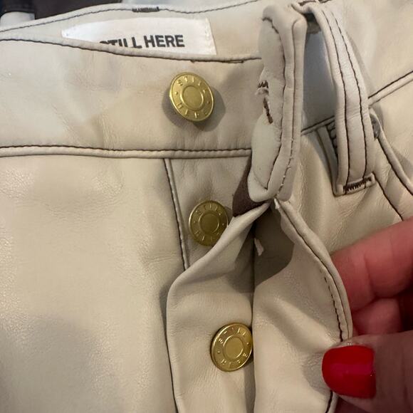 Still Here Vegan Leather Tate Straight Pants in Oxford Bone sz 24 $350 - Picture 7 of 12